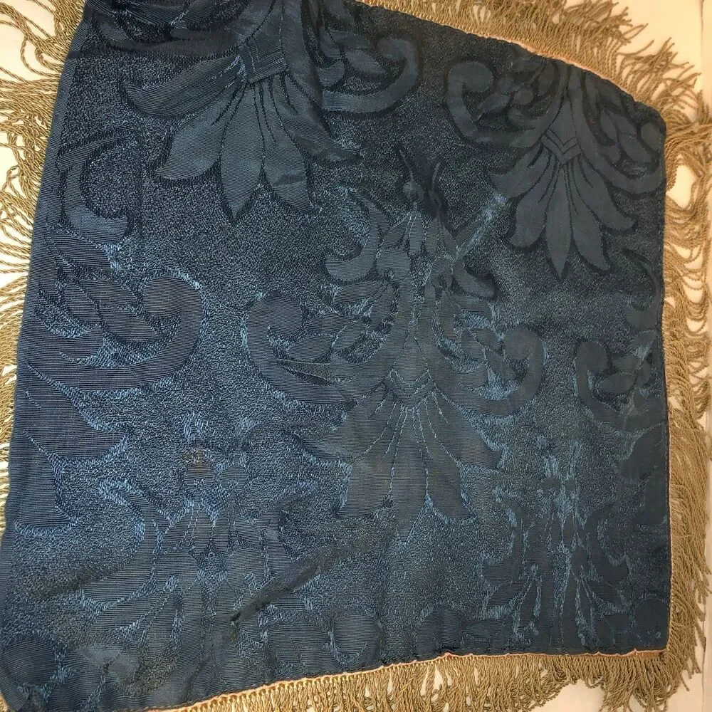 Vintage Honolulu Hawaii Satin Souvenir Pillow Cover Fringe Aloha Mid Century